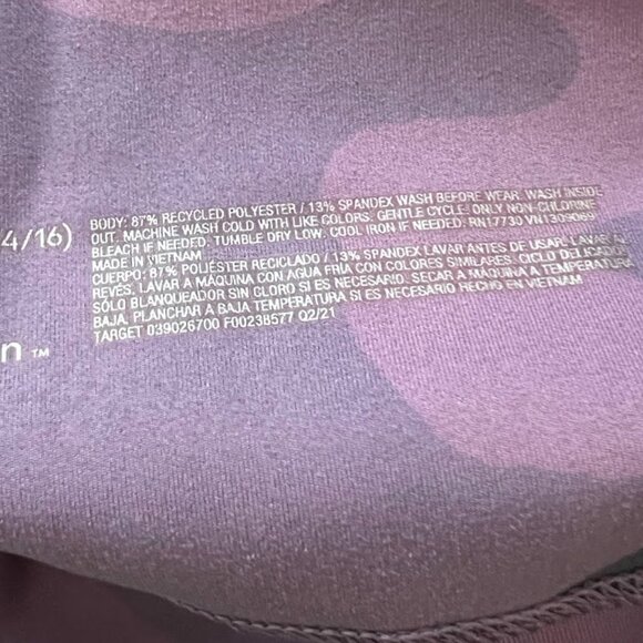 All in Motion Purple Camouflauge Active Pants Leggings XL 14/16 - Picture 9 of 10